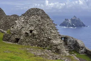 County Kerry Landscape Prints: Clochans, stone cells. monastery at the top