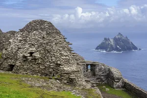 Ireland Landscape Photography Prints: Clochans, stone cells. monastery at the top