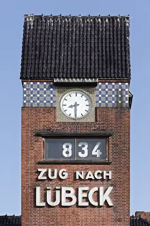 Summer Travel Photography Germany Prints: Clock tower with departure indication