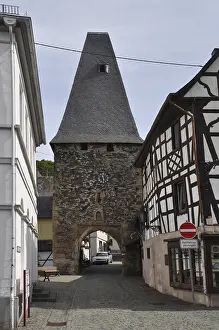 Rheinland Pfalz Historic District Prints: Clock tower, half-timbered house