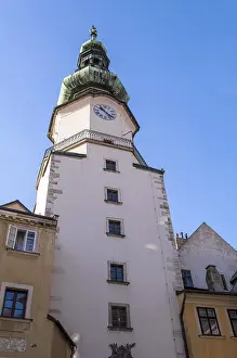 Historic City Gate Europe Prints: Clock tower at the St. Michael's Gate