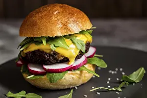 Close Up Cheeseburger Prints: Close up cheeseburger board