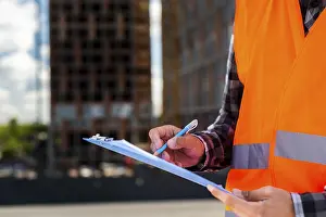 Close Up Construction Prints: Close up construction engineer writing
