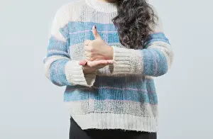 Communication Concept Image Prints: Close up of hands gesturing help in nonverbal language