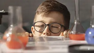 Museum Building Photography Prints: Close up kid laboratory