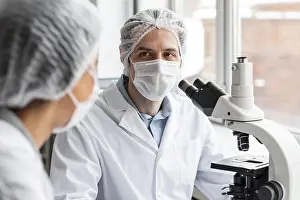 Medical Researcher Prints: Close up scientist laboratory
