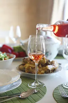 Food Photography Details Prints: Close up of the table with rose wine