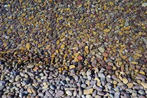 Aegean Sea Coast Prints: Close-up of colourful pebbles with textures and patterns