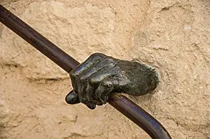Prints of Close-up of creative handrail support, in the historical city center of Gordes. Located in the Vaucluse department, Provence region, southeastern France Vaucluse Prints: Creative Handrail Support Print in Gordes, France