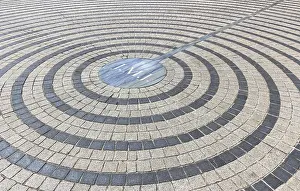 Sacred Building Structure Prints: Close-up of pavement with concentric pattern