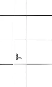 Deserted Entrance Prints: Close-up of a rectangular interlocking door in the sunlight