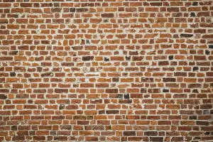 Red Brick Wall Prints: Close-up of red brick wall, background image