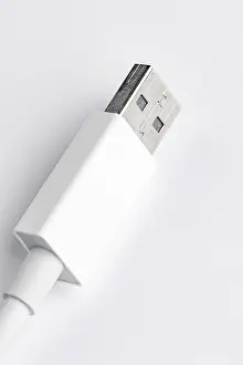 White Studio Environment Photography Prints: Close-up of a USB type A plug on a white background