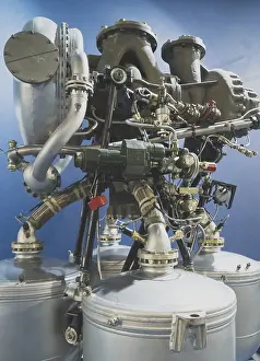 Industrial Building Structure Prints: Close-up view of soviet liquid rocket engine