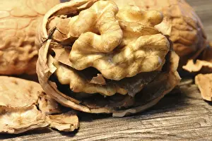 Close Up Walnuts Prints: Close-up of walnuts on the table