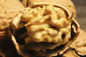 Walnut Nutrition Facts Prints: Close-up of walnuts on the table