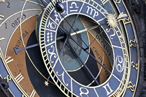 Central Europe Landmark Prints: Close up view of the astronomical clock of Prague