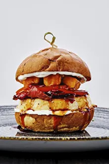 Close Up Burger Prints: Close up view of burger with beef