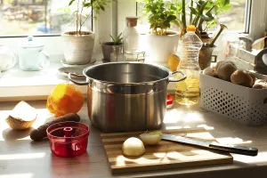 Kitchen Food Still Life Photography Prints: Close view working space in kitchen at the window