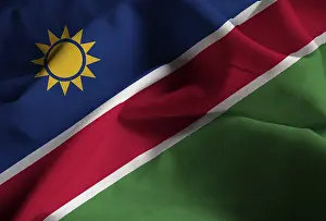 Close Up Flag Images Prints: Closeup of Ruffled Namibia Flag