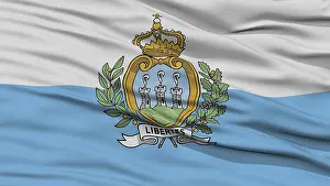 Prints of Closeup San Marino Flag, Waving in the Wind, High Resolution San Marino Prints: Closeup San Marino Flag Print, High Resolution