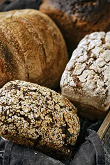 Handmade Goods Prints: Closeup view of assortment of artisan bread