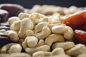 Close Up Photography Prints: Closeup view at cashew nuts on kitchen table