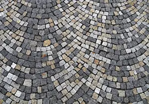 Cobblestone Road Prints: Closeup view on a cobblestone road - pattern - background