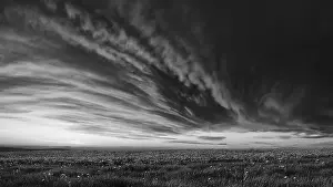 Deserted Landscape With Clouds Prints: Cloud front approaching
