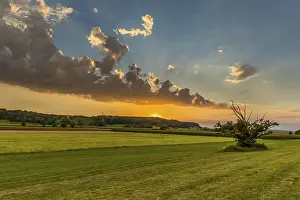 Cloudy Atmosphere Bavaria Prints: Cloud atmosphere over meadows, sunset