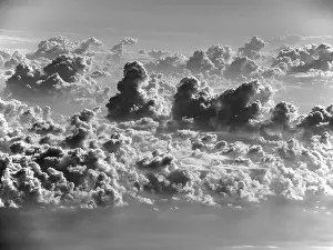 Black And White Aerial View Prints: Cloud formation over the sea, thunderclouds