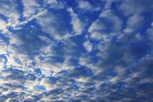 Cloudy Evening Sky Prints: Cloud landscape of altocumulus clouds at dusk