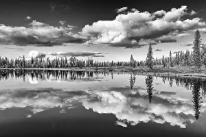 Lapland Landscape Prints: Cloud reflection in a forest lake