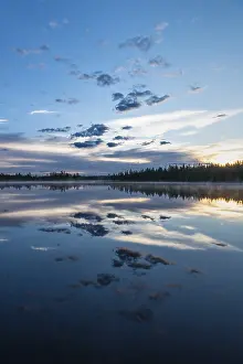 Prints of Cloud reflection in a forest lake, Norrbotten, Lapland, Sweden, July 2017 Lake Prints: Cloud Reflection Print, Norrbotten, Lapland Sweden 2017
