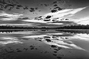 Lapland Sweden Landscape Prints: Cloud reflection in a forest lake