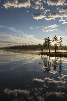 Lapland Sweden Landscape Prints: Cloud reflection in a forest lake