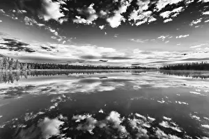 Prints of Cloud reflection in a forest lake, Norrbotten, Lapland, Sweden, July 2017 Lake Prints: Cloud Reflection Print - Norrbotten, Lapland, Sweden