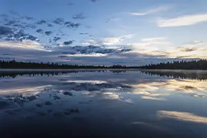 Prints of Cloud reflection in a forest lake, Norrbotten, Lapland, Sweden, July 2017 Lake Prints: Cloud Reflection Print, Norrbotten, Lapland Sweden