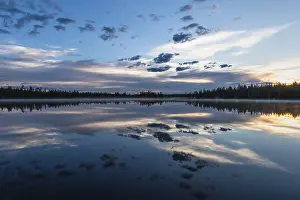 Prints of Cloud reflection in a forest lake, Norrbotten, Lapland, Sweden, July 2017 Lake Prints: Cloud Reflection in a Forest Lake Print, Norrbotten, Sweden