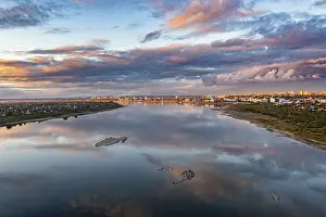 Tomsk Oblast Cityscape Prints: Cloud reflections on the Tom river