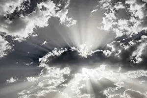 Cumulus Clouds Germany Prints: Clouds (Cumulus) and sun rays, Germany