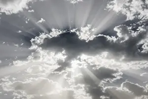 Full Frame Images Prints: Clouds (Cumulus) and sun rays, Germany