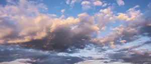Deserted Evening Landscape Prints: Clouds in the evening light, panorama