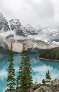 North American Nature Reserves Prints: Clouds hanging between the mountain peaks