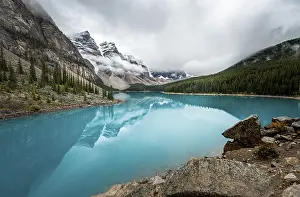 Rocky Mountains Landscape Photography Prints: Clouds hanging between mountain peaks