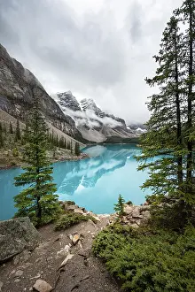 Banff National Park Canada Prints: Clouds hanging between mountain peaks