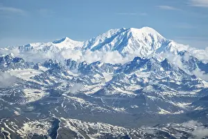 Denali National Park Landscape Prints: Clouds over high mountains, Mt Foraker