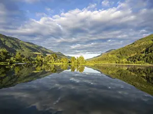 Evening Atmosphere In Nature Prints: Clouds are reflected in the lake