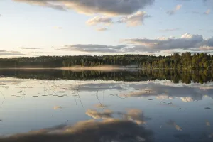 Evening Atmosphere In Nature Prints: Clouds reflected on the water surface