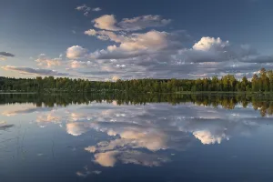 Scandinavian Cloud Landscapes Prints: Clouds reflected on the water surface